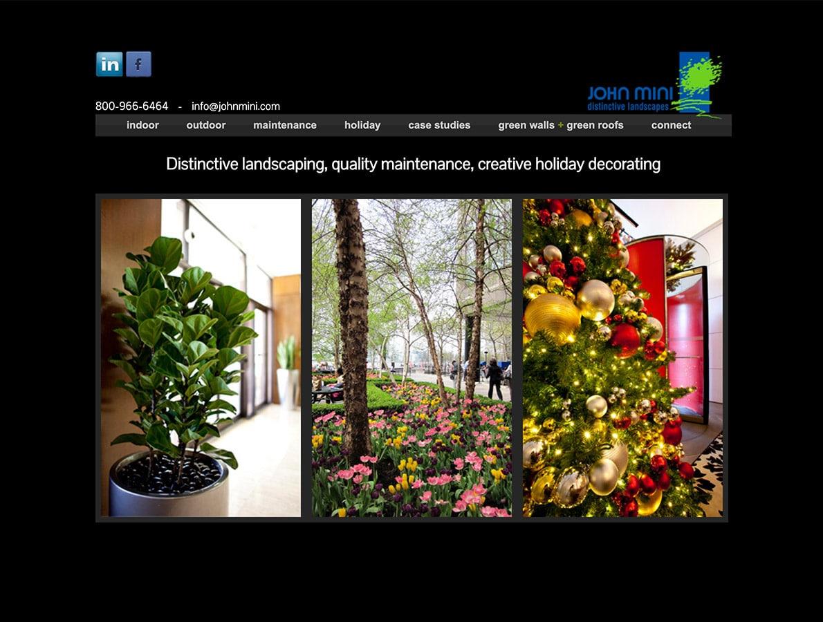 screenshots of John Mini Distinctive Landscape's website