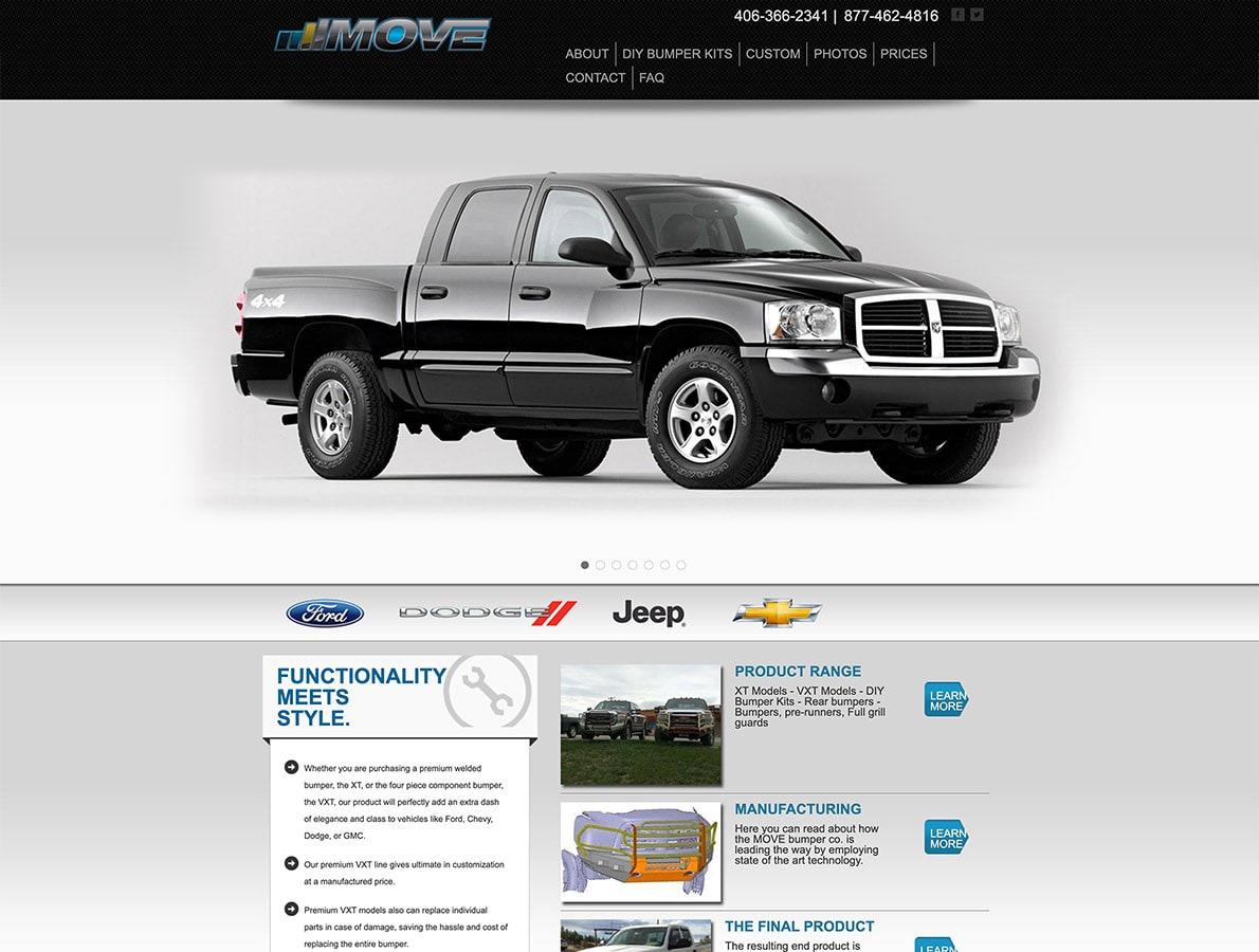 screenshots of MOVE Bumper's website