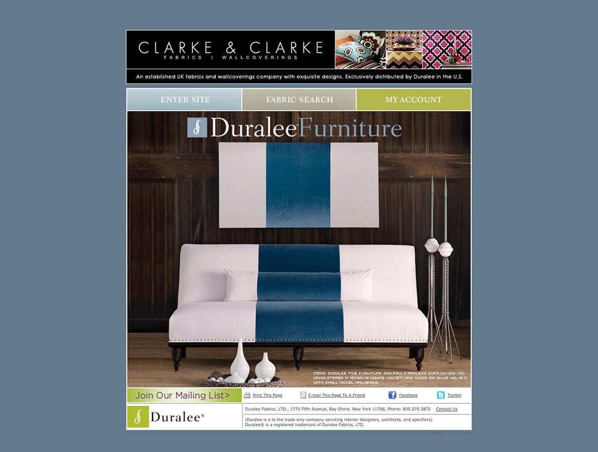 screenshots of the old and new Duralee website
