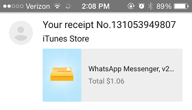 Inbox app view receipt
