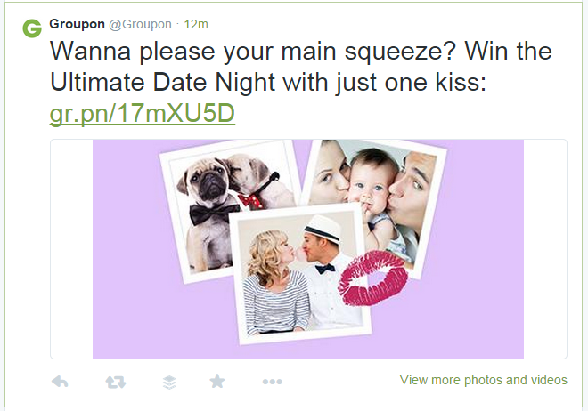 Groupon Valentine's Day Campaign 2015 tweet