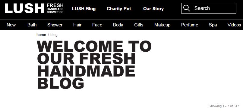 example of good content and branding - lush